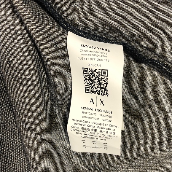 New Armani Exchange Denim Button Down Shirt XL - Picture 8 of 11